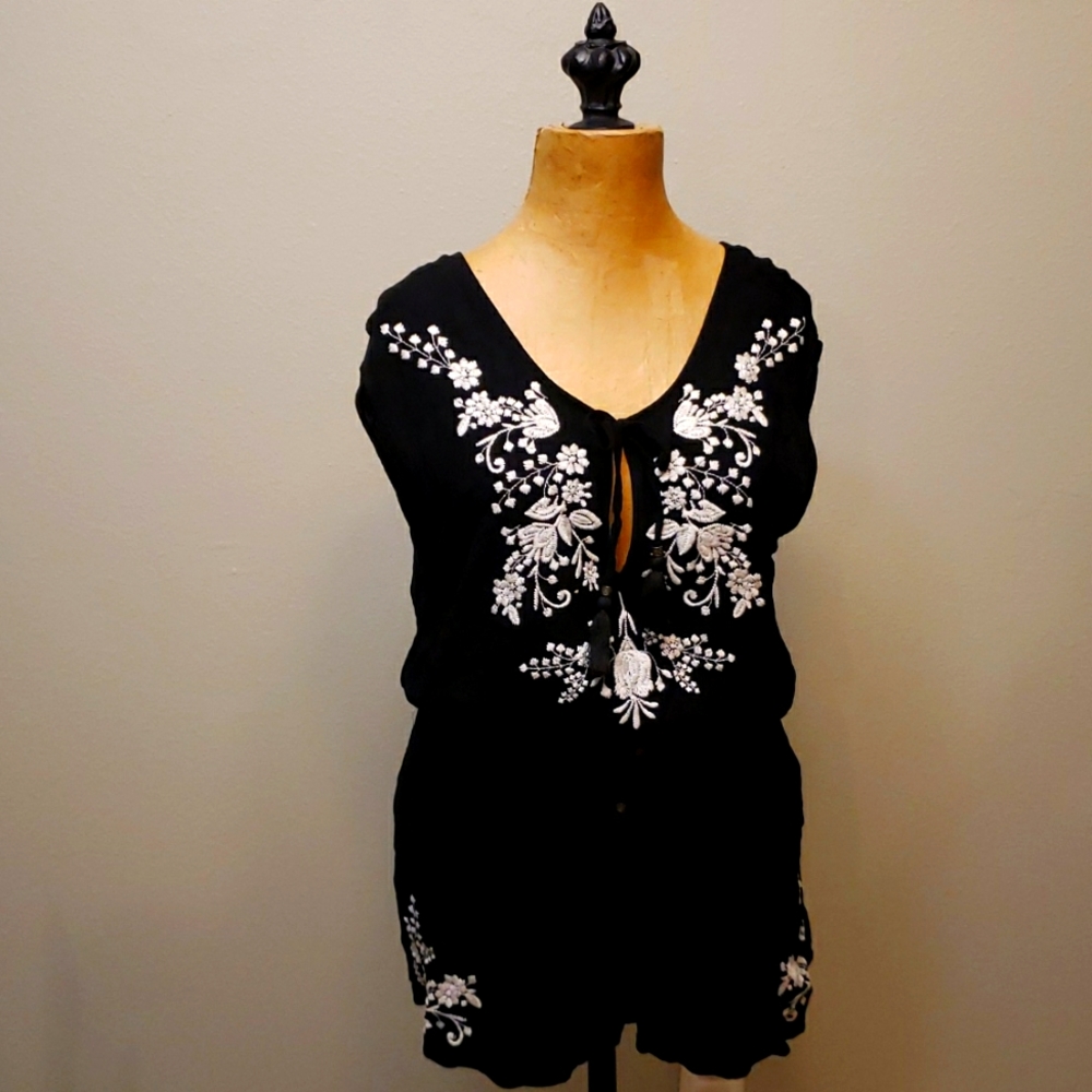 Women's Black and White Romper